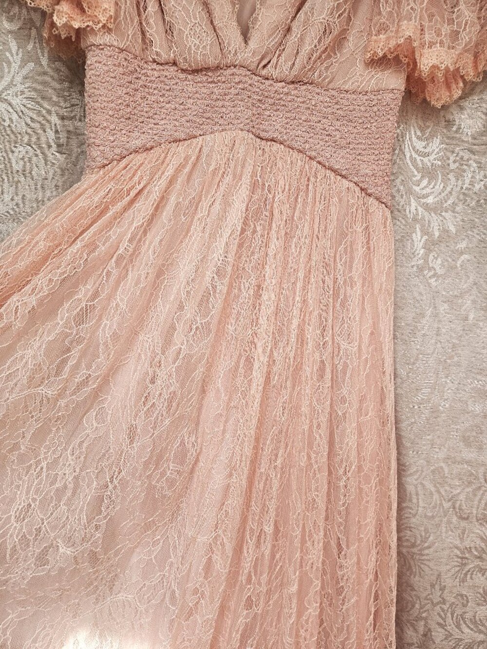 Alice and Olivia Stacey Bendet exquisite frothy pink lace long gown sz xs